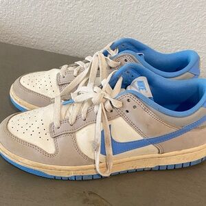 Nike Beige and Blue Low-Top Sneakers